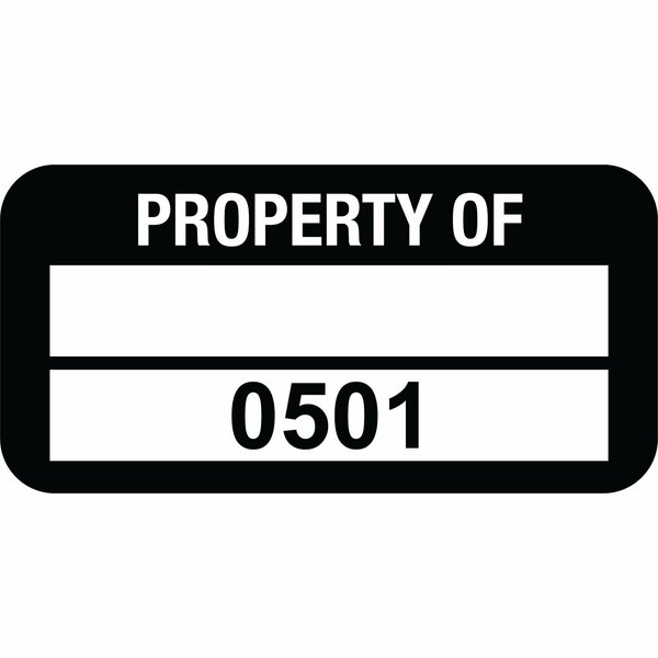 Lustre-Cal VOID Label PROPERTY OF Black 1.50in x 0.75in  1 Blank Pad & Serialized 0501-0600, 100PK 253774Vo2K0501